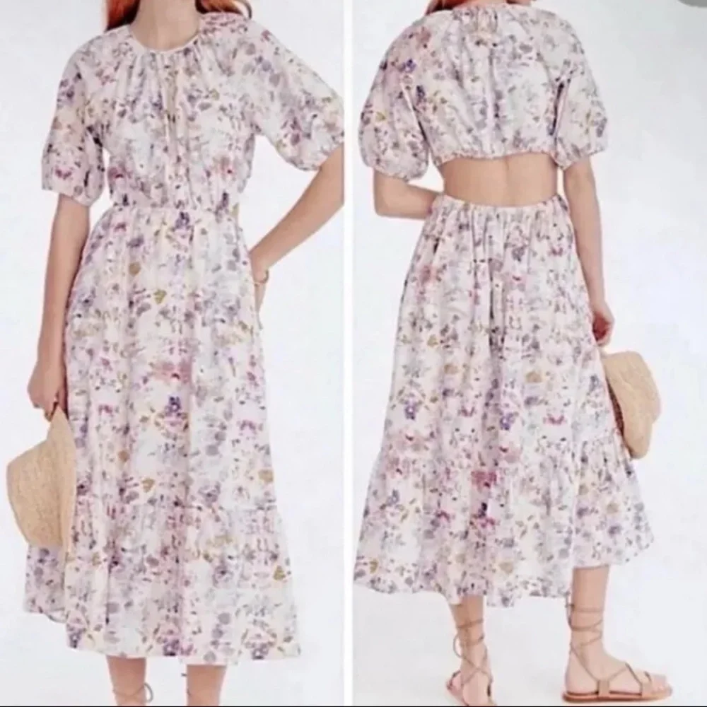 J. Crew Floral Puffed‎ Sleeve Dress Cottage Prairie Women's 12